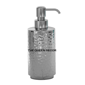 Distributeur de savon en acier inoxydable martelé à la main fini brillant pour décoration de salle de bain de bureau d'hôtel pour ensembles de salle de bain élégants - Product Image 1