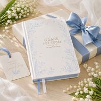 LABON Journal de prière personnalisé A5 Grace for Today 365 jours, couverture rigide blanche, carnet dévotionnel floral pour femmes, cadeau d'église OEM ODM