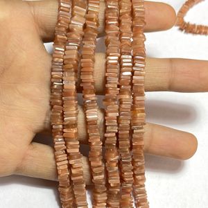 Chocolat pierre de lune 6mm carré Heishi perles 14 pouces Long brin naturel perles en vrac pierres précieuses pour bijoux - Product Image 6