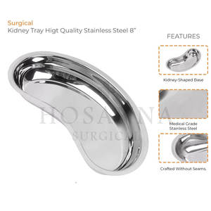 Bandeja médica de acero inoxidable con forma de riñón de 8 pulgadas, reutilizable, fácil de limpiar, bandeja para procedimientos quirúrgicos y hospitalarios - Product Image 3