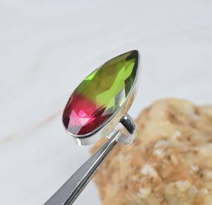 Elegant 925 Sterling Silver Watermelon Quartz Ring Handmade Pear Shape Gemstone Jewelry <b>for</b> Party Perfect <b>Gift</b> <b>for</b> <b>Her</b> - Product Image 1