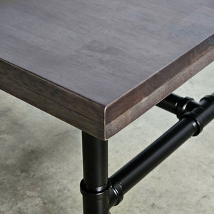Table basse rectangulaire en bois de caoutchouc 100x60x35cm avec pieds en tuyau de style industriel rustique - Meuble de salon durable TT68042 - Product Image 5