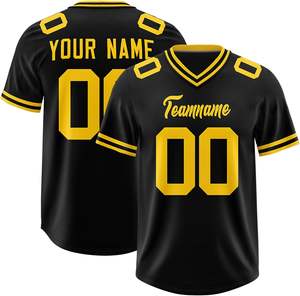 Maillots de football en polyester à séchage rapide personnalisés OEM à rayures sur les manches avec numéro du logo de l'équipe Impressions par transfert de chaleur Plus Size Option - Product Image 1