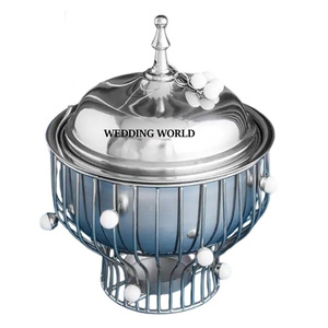 Juego de dos ollas de acero inoxidable, diseño personalizado, cacerola hecha a mano, acabado dorado, calentador de alimentos metálico de lujo - Product Image 5