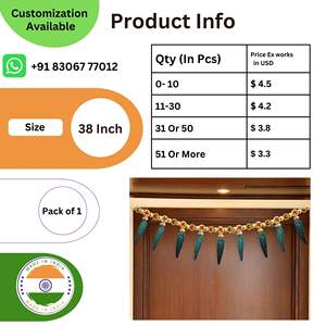Divyakosh torans สำหรับประตูทางเข้าหลักใบ Toran | Toran สำหรับตกแต่งบ้าน/วัด, ใบสีเขียว bandhanwar ขนาด-38นิ้ว - Product Image 3