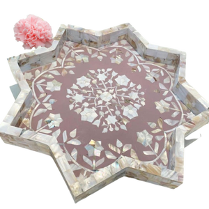 Vente en gros de plateaux de service vintage en bois poli, nouveau style écologique avec incrustation de perles de nacre, artisanat naturel inspiré des animaux - Product Image 2