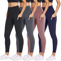 Leggings de sport personnalisés pour femmes, motif uni, impression par transfert thermique, spandex/nylon, taille haute, respirant, évacuant la transpiration, quatre directions