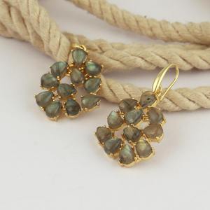 ต่างหูห้อยประดับลาบราดอไรต์สีรุ้งน้ำหนักเบา ดีไซน์ทันสมัย รูปทรงลูกแพร์ ทำจากอัญมณีธรรมชาติ เหมาะสำหรับผู้หญิง - Product Image 5