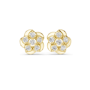 Pendientes de Diamantes Cultivados en Laboratorio de 0.55 CT con Diseño Floral, Claridad VVS-VS EF, Oro de 18KT, 14KT, 10KT y Plata 925, Oro Rosa, Amarillo, Blanco - Product Image 1