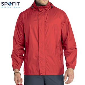 Transpirable de primera calidad ligero OEM al aire libre a prueba de viento impermeable con capucha Bomber chaqueta de lluvia para los hombres - Product Image 5