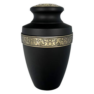 Urne funéraire de luxe personnalisable, écologique, de style européen et américain, noire et dorée, pour cendres humaines - Product Image 1