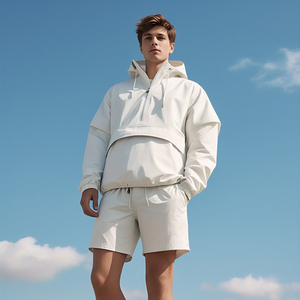 Costume de jogging ensemble court coupe-vent en nylon ensemble de shorts hommes imperméable deux pièces coupe-vent vêtements de rue ensembles de shorts de pluie hommes - Product Image 5