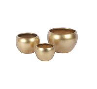 Ensemble de 3 pots de fleurs et jardinières dorées Vaisselle de table Décoration de la maison Taille et forme personnalisées Fabricant de gros Exportateur