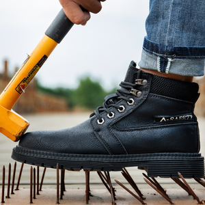 Industriële veiligheidsschoenen met stalen neus Mode Anti-smashing Lichtgewicht ademende sneakers Leren werkschoenen voor heren - Product Image 4