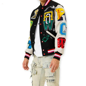 Holesale stomustomizado eslank ararsity acket Or o Men OT Elling eaether ther ade aseball acket arsity - Product Image 2
