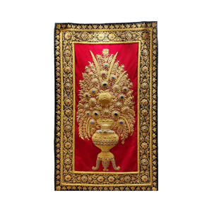 Luxury Zardozi Embroidered <b>Tapestry</b> Wall Hanging Handmade Semi Precious Jewel Zari Carpet Modern Home Decor - Product Image 1