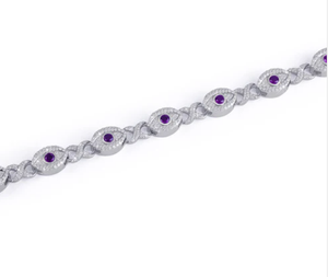 Pulsera de Diamantes: Pulsera de Plata de Ley con Diamantes de Moissanita de Lujo, Rubí Azul, Pulsera de Protección en Oro Blanco - Product Image 3
