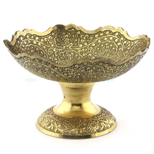 Bol de piédestal en laiton de haute qualité avec gravure polonais fini pour cuisine bol de service de table bol de vaisselle - Product Image 2