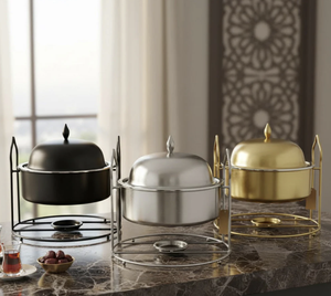 Plats de service en acier inoxydable modernes et élégants, ensembles de casseroles, 3 chauffe-plats de buffet finis sur mesure, pour la maison, l'hôtel, les fêtes - Product Image 1