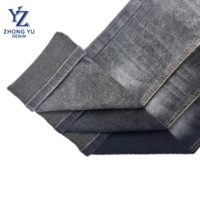 10.5oz Noir Poly Coton Sergé Stretch Denim Jeans Tissu TR Selvage Conception Fil Teint Motif Tissé Techniques pour Garçons Filles