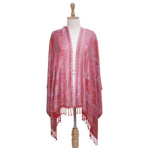 100% ผ้าเรยอนคลุมไหล่ผ้าแคชเมียร์กลับด้านได้ทำด้วยมือลายทางผ้าทอยาวพู่สัมผัสนุ่ม - Product Image 2