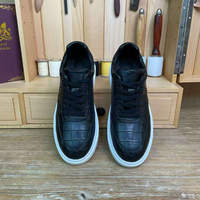 Chaussures de course pour hommes en cuir de crocodile 100 %, à lacets, respirantes, antidérapantes, légères, sportives, tendance printemps-automne