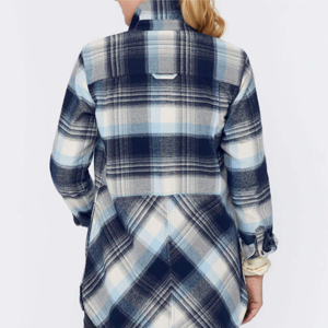 Camisa de franela sólida de manga larga cómoda para mujer de talla grande para otoño, ropa informal con botones de punto, frente de actividades al aire libre - Product Image 6