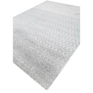 Aakar by Kavi Eskm-11 Abstract Pattern Wool & Bamboo Silk <b>Rug</b> Grey & <b>Black</b> Hand Knotted for Home Use - Product Image 2