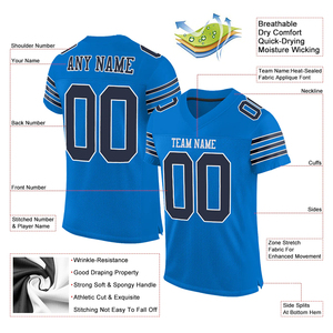New Arrival Football Jersey Blue Color Short Sleeve Polyester Made Quick Dry Anti-Bacterial UV Protection Unisex American - Product Image 4
