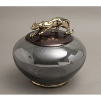 Nouvel ensemble de pots en verre fumé avec couvercle en métal doré motif guépard, hermétique et anti-fuite, pour la décoration moderne des tables et le rangement alimentaire.