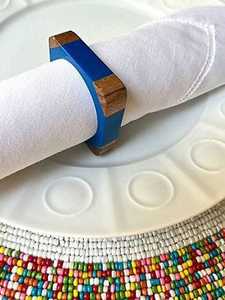 Anneaux de serviette en résine de bois indien naturel Original de luxe pour la décoration de Table de fêtes de mariage porte-serviettes fait main - Product Image 5