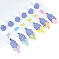 Ensemble de 6 surligneurs mignons en forme de raisin, marqueurs de couleur pastel, surligneurs pour enfants, étudiants, école, bureau, papeterie, cadeau