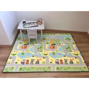 Tapis de jeu simple face 200x140x1 cm XPE pour bébé en mousse verte imperméable non toxique enroulable - Product Image 4