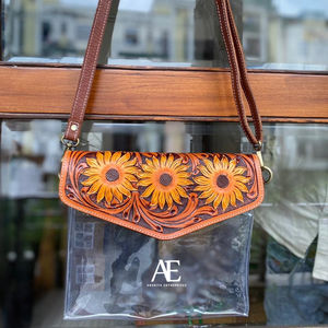 กระเป๋าหนังแบบใสสไตล์ตะวันตกใหม่กระเป๋าสะพายข้างหนังแท้สำหรับคอนเสิร์ต - Product Image 1