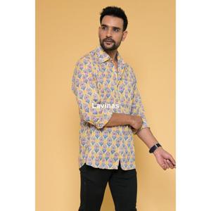 Chemises hippie en coton pour hommes, chemises d'été décontractées, chemises à manches longues imprimées en coton faites à la main pour hommes - Product Image 4