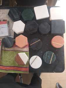 Posavasos de mármol natural para tazas de té, posavasos de mármol blanco y gris con forma Hexagonal para bebidas, manteles y almohadillas, accesorios de cocina - Product Image 4