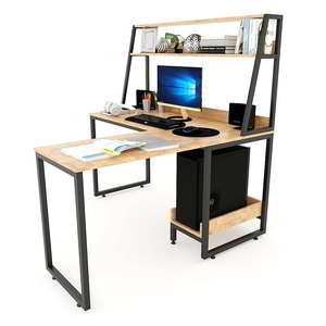 COD68047 L-Shaped Gaming <b>Computer</b> Desk Portable Adjustable Height Integrated Bookshelf for <b>Office</b> Use Hotels Made Durable Metal - Product Image 2