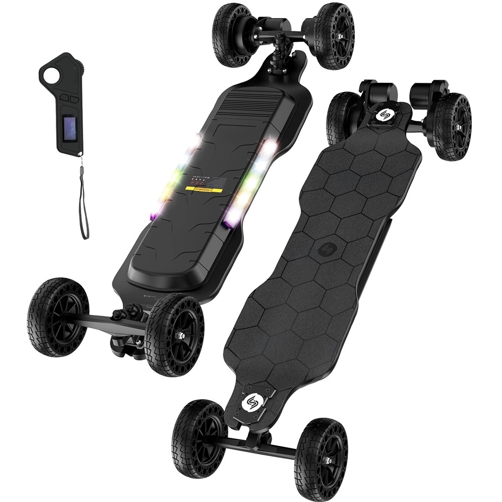 Kit De Roues Tout-Terrain Pour Skateboard Électrique - 20,3 Cm, Alliage Alu Mat, Poulie Incluse, Montage Facile