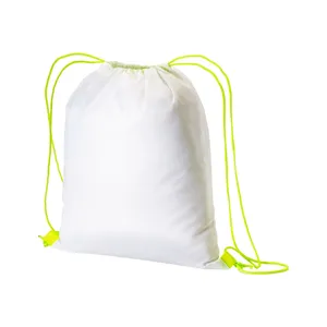 Zainetti Sportivi Promozionali Personalizzabili 210T Bianco con Coulisse per Gadget - Product Image 1