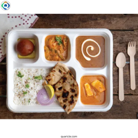 Assiettes jetables en pulpe de canne à sucre biodégradables, écologiques, durables, résistantes à la graisse, blanches, de luxe, avec logo personnalisé, pour l'alimentation scolaire – Meilleur prix