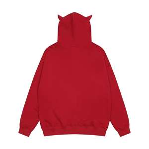Sudaderas con capucha de gran tamaño impresas-Sudadera de cuerno de buey de cuerno de demonio 100% algodón de manga larga - Product Image 4