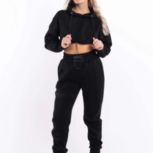 เสื้อครอปมีฮู้ดผู้หญิงเสื้อครอปโอเวอร์ไซส์แบบลำลอง - Product Image 3