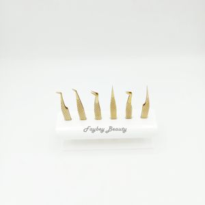 Venta al por mayor Pinzas de extensión de pestañas Pinzas de pestañas de Punta dorada con logotipo privado con pinzas de pestañas de alta calidad - Product Image 3