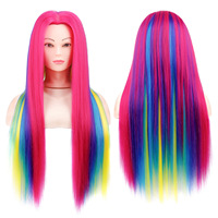 Tête de mannequin de cosmétologie avec cheveux synthétiques pour la formation en tressage, coiffage et coupe, idéale pour les salons et les écoles