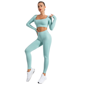 Conjunto de pantalones y mallas de LICRA suave con patrón a cuadros para mujer, ropa de gimnasio transpirable de 2 piezas - Product Image 1