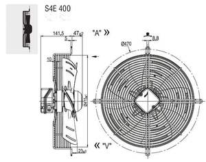 Ventilador Axial S4E400-AP02-61 AC 230V 160W 400mm 4065m3/h, Ventilador de Refrigeración Industrial con Rejilla Protectora para HVAC y Unidades de Condensación - Product Image 2