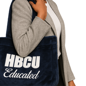 HBCU sac fourre-tout en fourrure bleu foncé éduqué en peluche Chenille broderie sororité grecque Divine neuf cadeau Logo personnalisé sac à main de mode - Product Image 3
