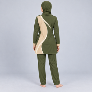 Modest Sportswear Long Sleeve High Cut 3 Piece Burkini Set <b>Hijab</b> Women Quick Dry Customized Logo Modest 3 Piece Burkini Set - Product Image 4
