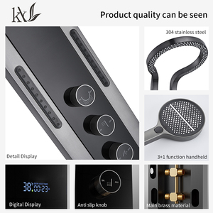 مجموعة صنبور حمام متعددة الوظائف بتصميم جديد من ياك مع رأس دش سقفي وشلال ومجموعة خلاط حراري - Product Image 2