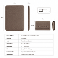 Ensemble de housses pour ordinateur portable en cuir PU personnalisé avec bouton-pression, pochette de protection moderne pour voyage